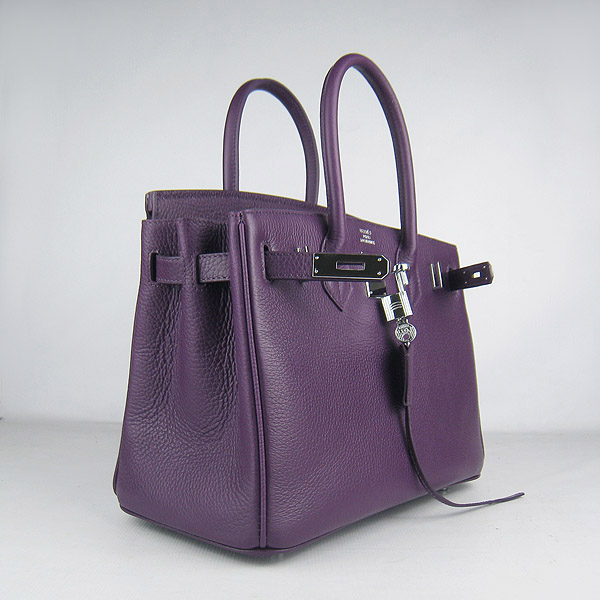 Replica Hermes Birkin 30CM Togo Leather Bag Purple 6088 On Sale - Click Image to Close